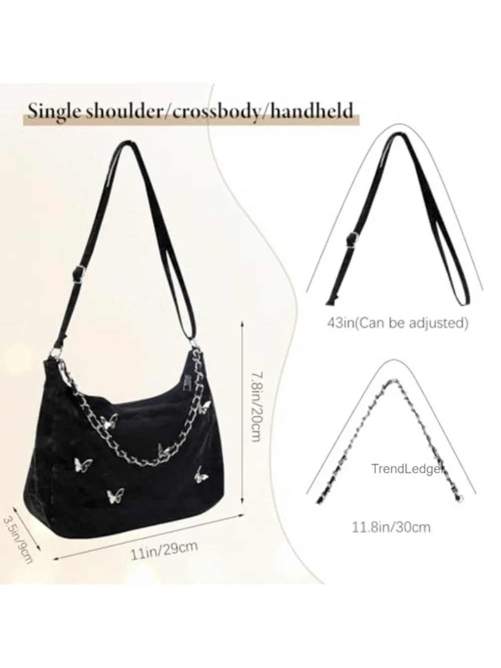 PU Leather Crossbody Shoulder Bag Hobo Purse Handbag Adjustable Strap